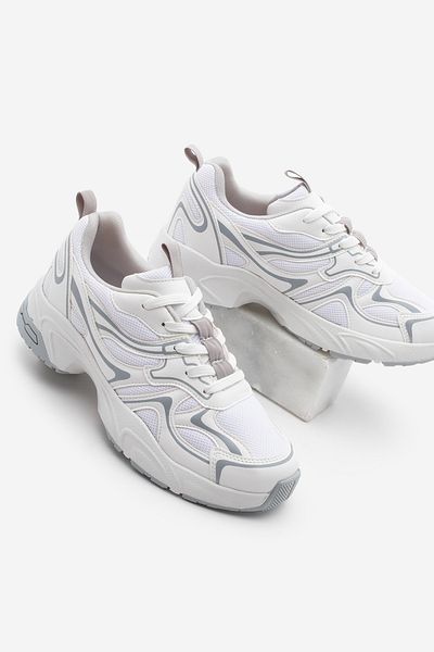 Marjin Damen Sneaker Dicke Sohle Schnürer Mehrteilige Sneakers Asvora Grau