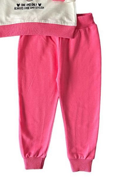 ww waka waka kids store Girl's Crew Neck Front Printed Minnie Tracksuit Set