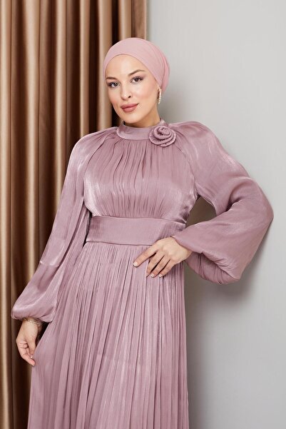 Olcay Βραδινό φόρεμα Yoryo με πλισέ λουλούδια με λεπτομέρειες ROSE 1240