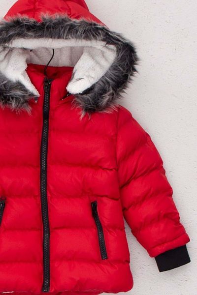 wakawakakidsstore Girl's Coat with Fleece Inside and Removable Hood Pocket - Red - Age 2