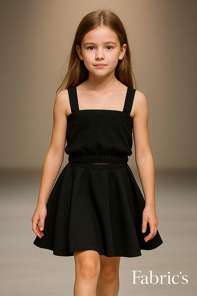 The Fabrics Studio Fusta neagră din bumbac pieptănat Lycra pentru fetiță (DIMENSIUNI NU DESCRITE)