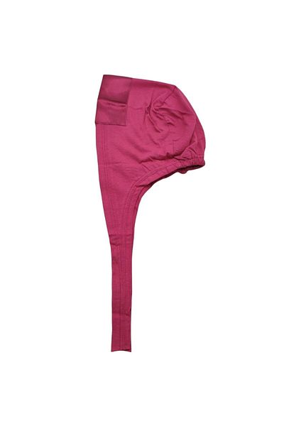 PAKER GİYİM Cherry Colored Satin Hijab Bonnet - Lace-up Combed Cotton Front Piece