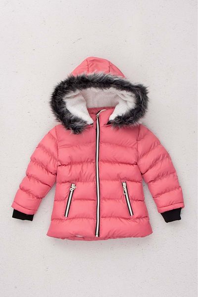 wakawakakidsstore Girl's Coat with Fleece Inside and Removable Hood Pocket - Pink - 1 Year