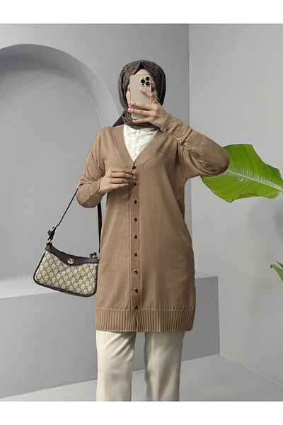 Modamorfo V-Neckprime Buttoned Knitwear Mink