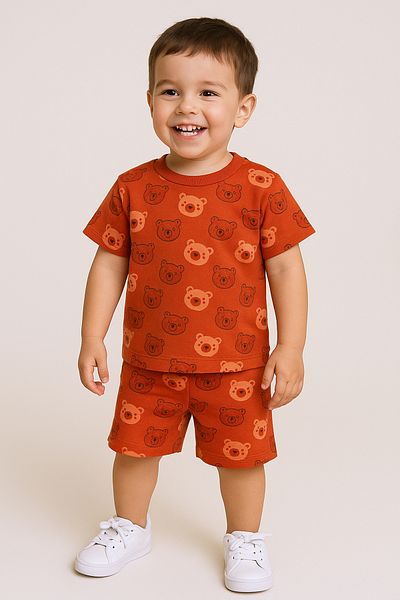 HÇM Boy's Shorts Suit Teddy Bear Printed E24
