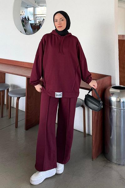 lamelif Burgundy Double Suit - Balance Emblem and Stripe