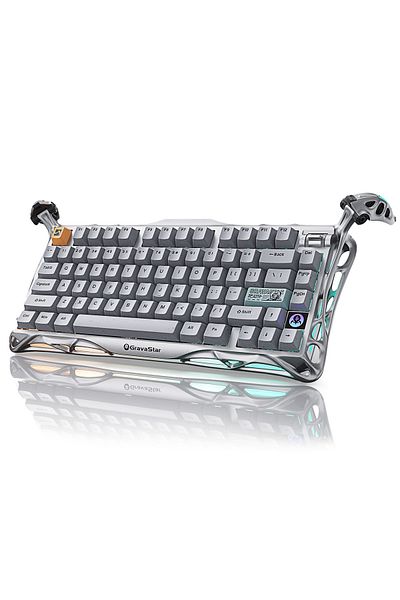 Gravastar GravaStar K1 Pro (رمادي خرساني): تخطيط 75%، 79 مفتاحًا ومقبضًا، تبديل سريع، RGB، 8000 مللي أمبير في الساعة، لاسلكي/سلكي.