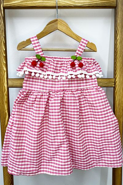 HÇM Girl's Strap Dress Lace Plaid Patterned B14
