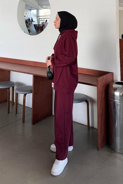 lamelif Burgundy Double Suit - Balance Emblem and Stripe