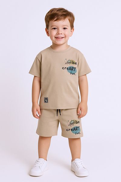 HÇM Boy's Shorts Suit Sirt Printed Oversize Pattern