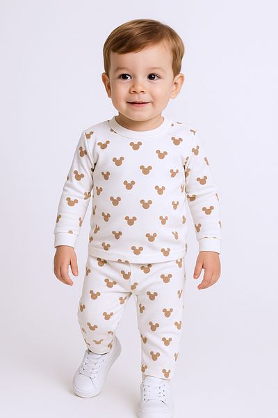 HÇM Colorful Printed Crew Neck A2 Baby Cotton Pajama Set