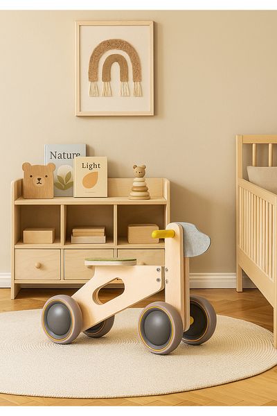 HOMİNG Homing Montessori Natural Wooden Mini Balance Bike 241852