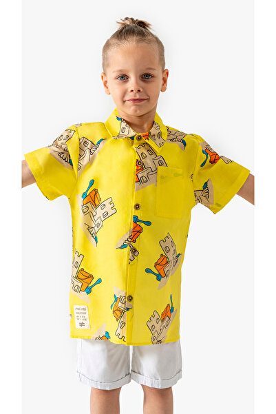 Moi Noi Yazlık Desenli Dokuma Çocuk Gömlek