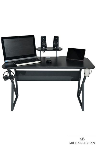 Michael Brean Özel Tasarım Oyuncu Masası 135 Cm Bardaklık Ve Kulaklık Tutucu Hediye