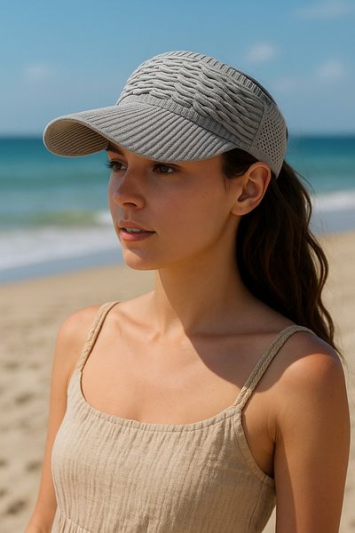 LAGRANZE Summer Knitted Textured Women's Visor Hat - Sports Style Cap Hat