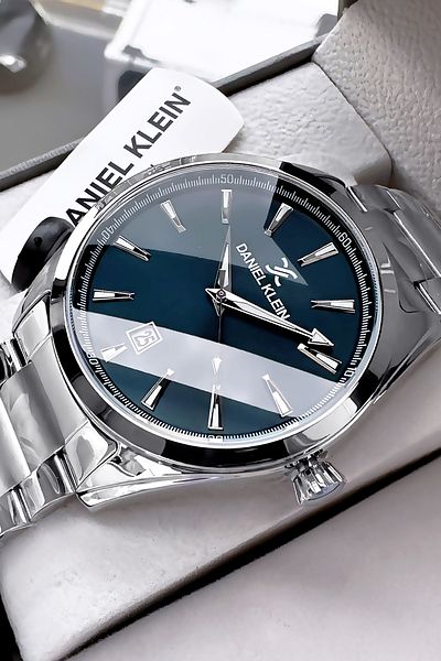 Daniel Klein Men's Silver Color Steel Watchband and Bracelet Set - 3 Atm Waterproof Dker2054C4