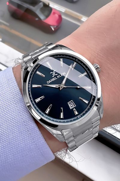 Daniel Klein Men's Silver Color Steel Watchband and Bracelet Set - 3 Atm Waterproof Dker2054C4