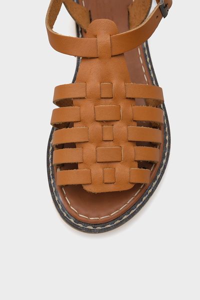 Capone Outfitters Daphne Round Toe Gladiator Riemchensandalen aus Leder für Damen