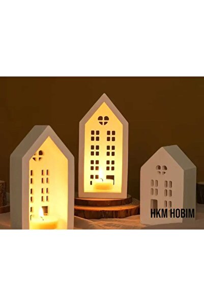 HKM Hobim Estetik 3'lü Dekoratif Şamdan Ve Mumluk Takımı | Ev Ve Masa Üstü Ak...
