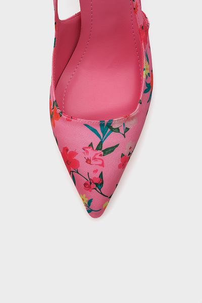 Capone Outfitters Rebeca Open Back Pointed Toe High Heeled Floral Patterned Women's Shoes