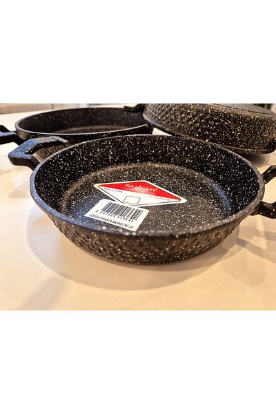 TAŞHAN Cast Granite 3-Piece Pan 18-20-22 cm Black Egg Pan