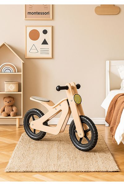 HOMİNG Homing Montessori Natural Wooden Balance Bike 241853