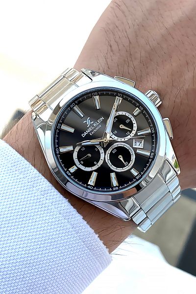 Daniel Klein Original Steel Silver Color Men's Watch All Functions with Active Bracelet Gift