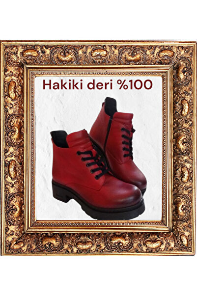 POOMA 2291 Kırmızı Hakiki Deri Bot