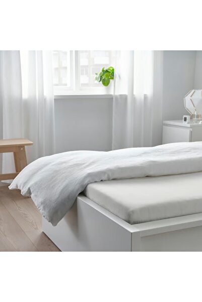 IKEA Taggvallmo Fitted Sheet White 90x200 Cm – Easy-care Cotton Blend, Elastic Edging, 100 Tc
