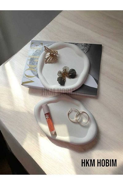 HKM Hobim Set of 2 Jewelry Plates with Wavy Design – Stylish and Decorative Organizer
