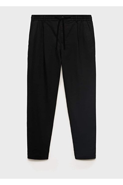 MANGO Man Slim fit keten beli büzgülü ipli pantolon