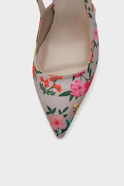 Capone Outfitters Rebeca Damen-Schuhe mit offenem Rücken und spitzer Zehenpartie und Blumenmuster