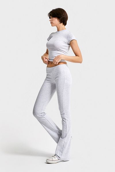 its basic Women's Gray Melange Color S5-107 Slim Fit Super Stretch Fabric Flare Fit Pants