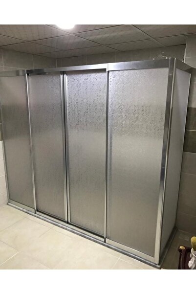 nokta duşakabin Teknesiz Plastik Camlı Duşakabin Ön 2 Sabit 2 Sürgülü + Yanda...