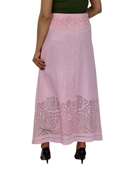 Monalisa Women's Pink Pleated Long Skirt Mnls86997