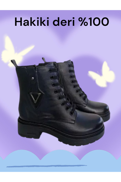 POOMA 2292 Lacivrt Hakiki Deri Bot