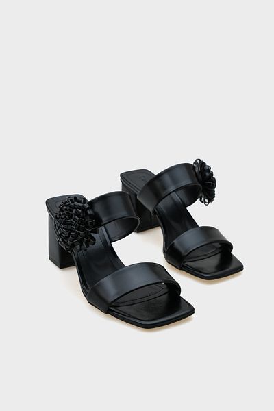 Capone Outfitters Moya Medium Heeled Blunt Toe Floral Women's Slippers