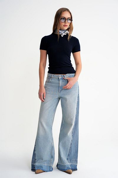 Mixray 2010 Women's Slim Fit Basic T-Shirt Navy Blue