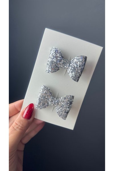 Toka Perisi Baby Silver 2-Piece Mini Luna Bow Klisp Buckle