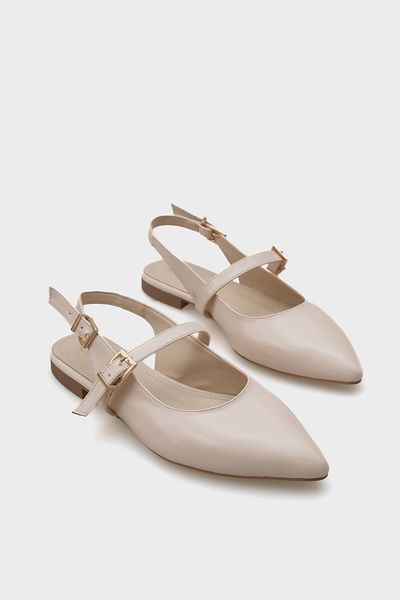 Capone Outfitters Ballerinas für Damen mit spitzer Spitze, Schnallendetail und offener Rückseite