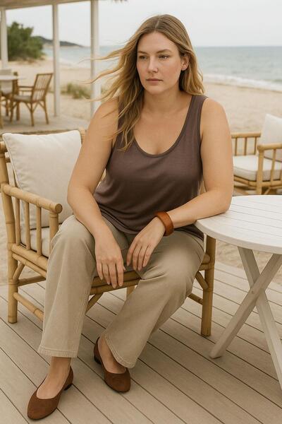 COTENCONCEPT 2 Pieces A-Line Comfortable Fit Basic Thick Strap Undershirt T-Shirt