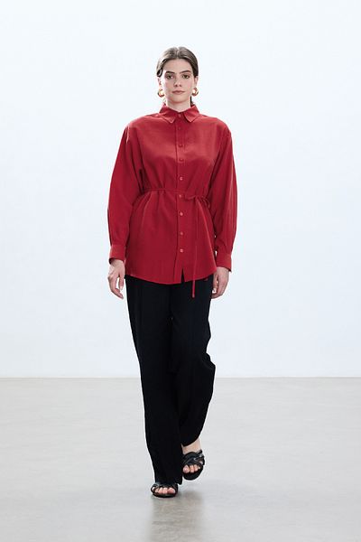 BE BLUE Vintage Red Modal Shirt