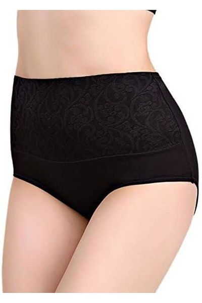 Glamroot Women's Cotton High Waist Full Coverage Tummy Control Panty, Free Size (Pack Of 4 Panty) As
