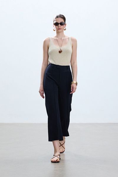BE BLUE NAVY BLUE FLARE TROUSERS