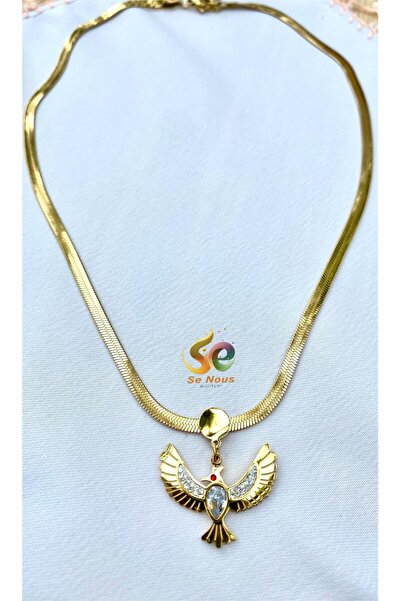 Butik Anka Kuşu Çelik Kolye Gold Rengi (316l çelik)