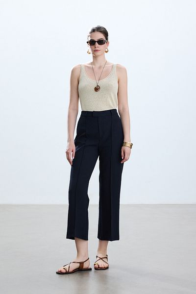 BE BLUE NAVY BLUE FLARE TROUSERS