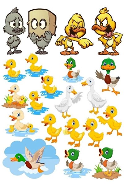 Reysa Tasarım Ördek Temalı Sticker Set-2 18 Parça Telefon, Tablet, Defter, Laptop Sticker