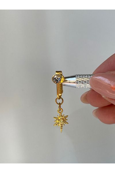 kurukafagift Steel Navel Piercing Magnet Holeless Use Compression North Star Dangle Model