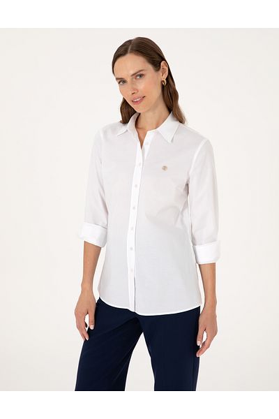 Pierre Cardin White Slim Fit Long Sleeve Shirt 50313589 -Vr013