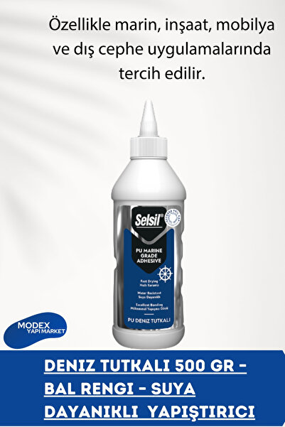 Selsil Suya Dayanıklı Poliüretan Deniz Tutkalı BAL RENGİ 500 gr.